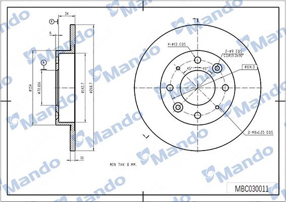 Mando MBC030011 - Brake Disc autospares.lv