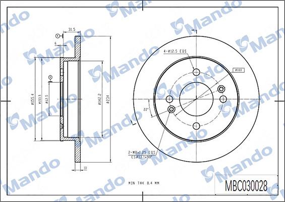 Mando MBC030028 - Brake Disc autospares.lv