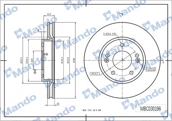 Mando MBC030196 - Brake Disc autospares.lv