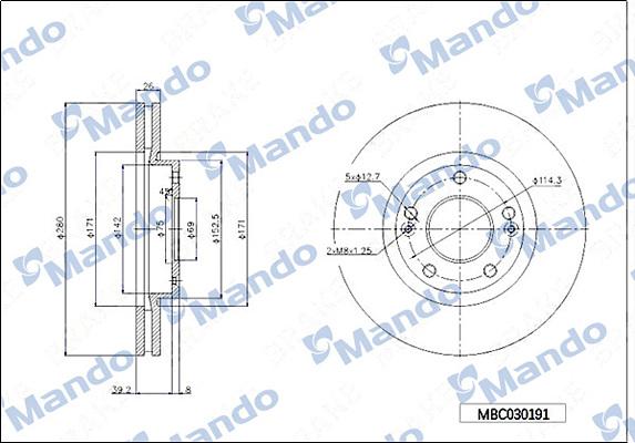 Mando MBC030191 - Brake Disc autospares.lv