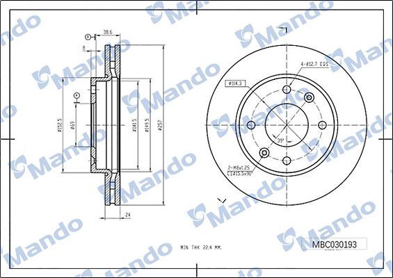 Mando MBC030193 - Brake Disc autospares.lv