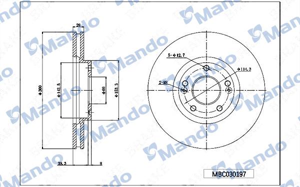 Mando MBC030197 - Brake Disc autospares.lv