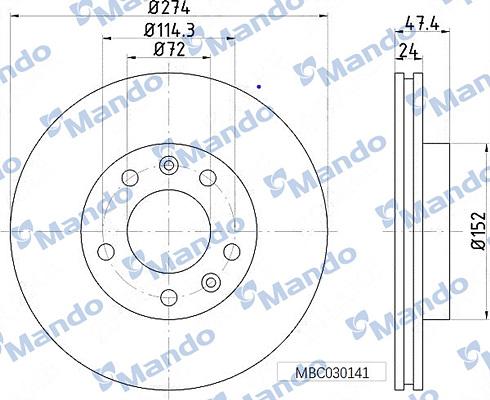 Mando MBC030141 - Brake Disc autospares.lv