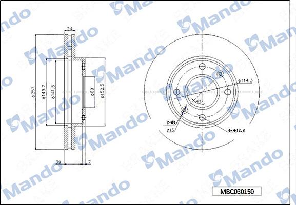 Mando MBC030150 - Brake Disc autospares.lv