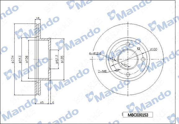 Mando MBC030153 - Brake Disc autospares.lv