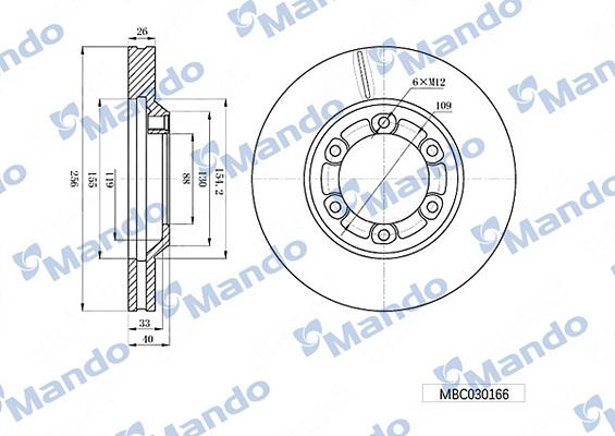 Mando MBC030166 - Brake Disc autospares.lv