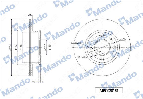 Mando MBC030161 - Brake Disc autospares.lv