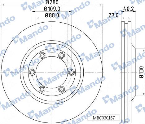 Mando MBC030167 - Brake Disc autospares.lv