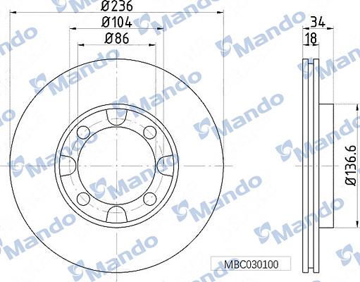 Mando MBC030100 - Brake Disc autospares.lv