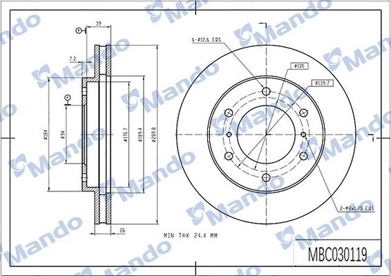 Mando MBC030119 - Brake Disc autospares.lv