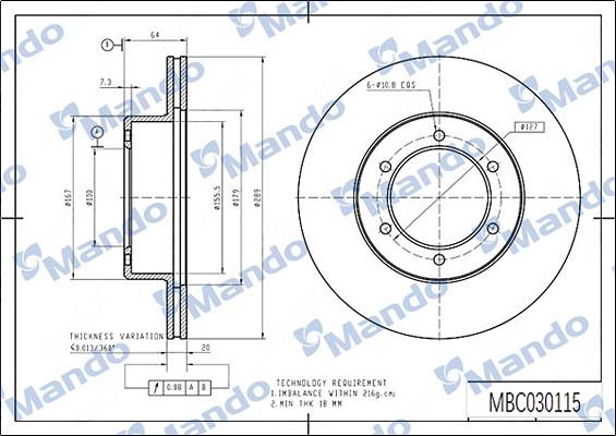 Mando MBC030115 - Brake Disc autospares.lv