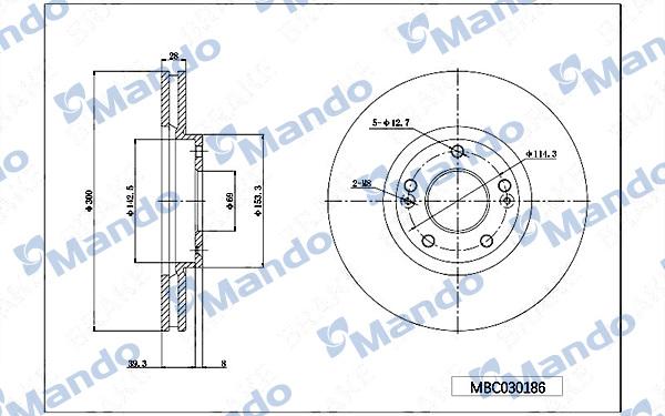 Mando MBC030186 - Brake Disc autospares.lv