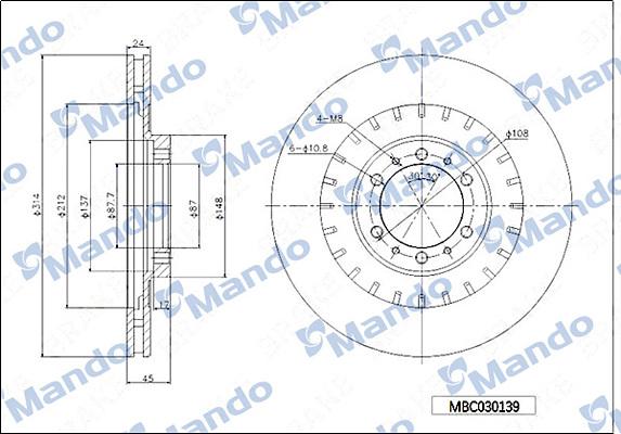 Mando MBC030139 - Brake Disc autospares.lv