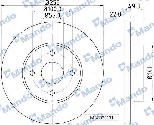 Mando MBC030131 - Brake Disc autospares.lv