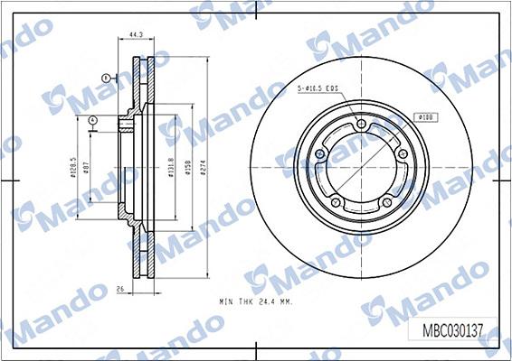 Mando MBC030137 - Brake Disc autospares.lv