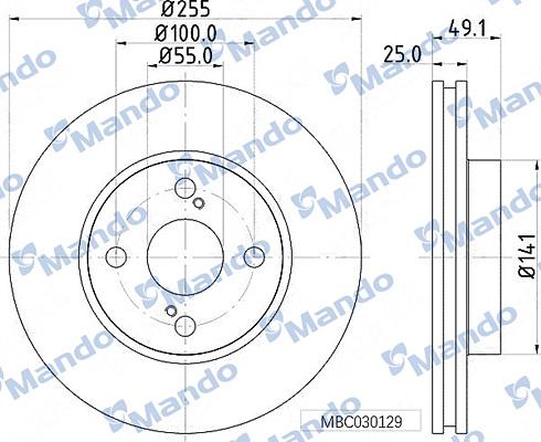 Mando MBC030129 - Brake Disc autospares.lv