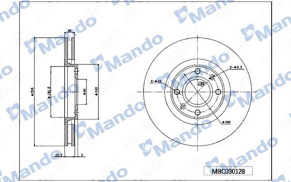 Mando MBC030128 - Brake Disc autospares.lv