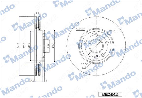 Mando MBC030211 - Brake Disc autospares.lv