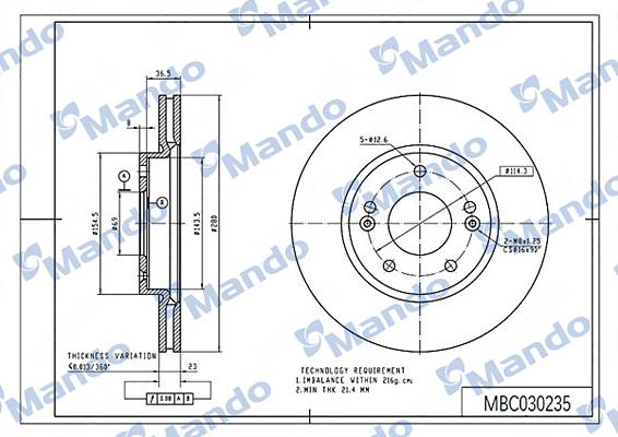 Mando MBC030235 - Brake Disc autospares.lv