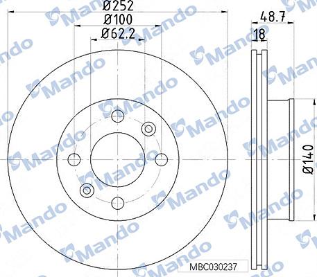 Mando MBC030237 - Brake Disc autospares.lv