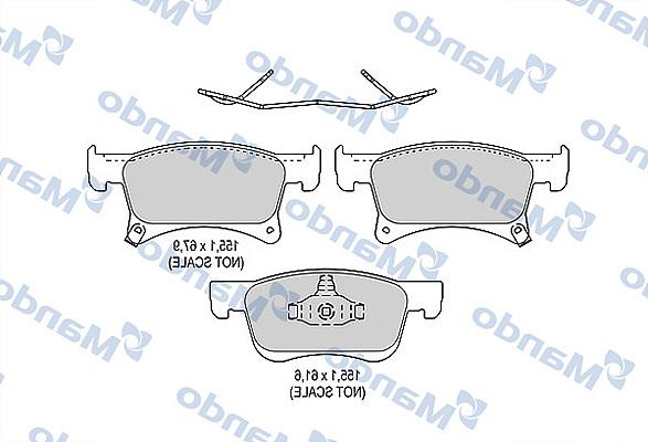 Mando MBF015294 - Brake Pad Set, disc brake autospares.lv