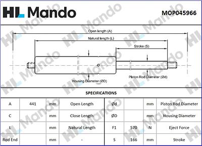 Mando MOP045966 - Gas Spring, boot, cargo area autospares.lv