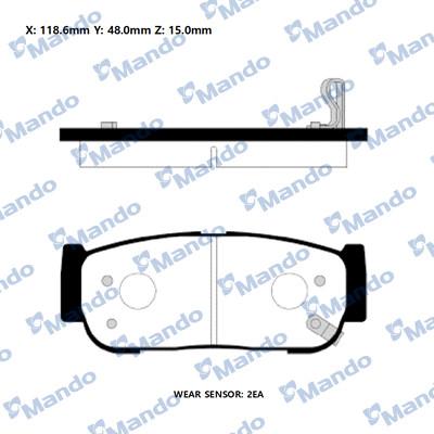 Mando RMPD38 - Brake Pad Set, disc brake autospares.lv