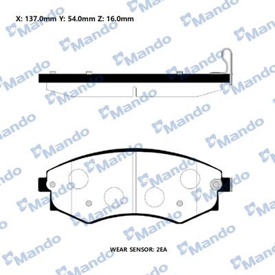 Mando RMPD20NS - Brake Pad Set, disc brake autospares.lv