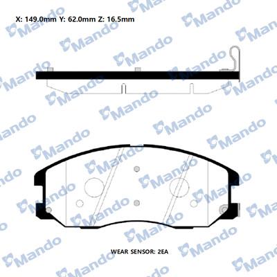 Mando RMPD28NS - Brake Pad Set, disc brake autospares.lv