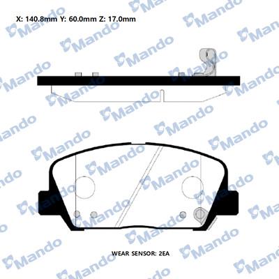 Mando RMPH48 - Brake Pad Set, disc brake autospares.lv