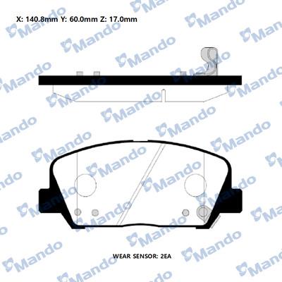 Mando RMPH61 - Brake Pad Set, disc brake autospares.lv