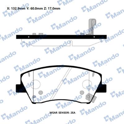 Mando RMPH62 - Brake Pad Set, disc brake autospares.lv