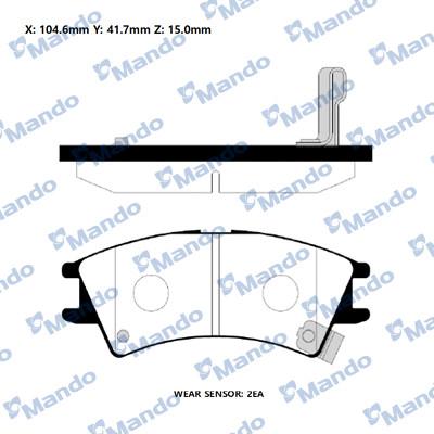 Mando RMPH16NS - Brake Pad Set, disc brake autospares.lv