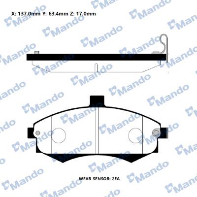 Mando RMPH29NS - Brake Pad Set, disc brake autospares.lv