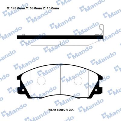 Mando RMPH24NS - Brake Pad Set, disc brake autospares.lv