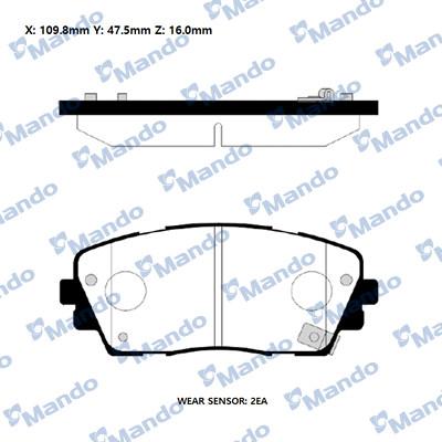 Mando RMPK39NS - Brake Pad Set, disc brake autospares.lv