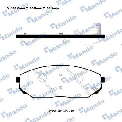 Mando RMPK20NS - Brake Pad Set, disc brake autospares.lv