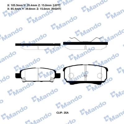 Mando RMPM07NS - Brake Pad Set, disc brake autospares.lv