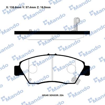 Mando RMPO05NS - Brake Pad Set, disc brake autospares.lv