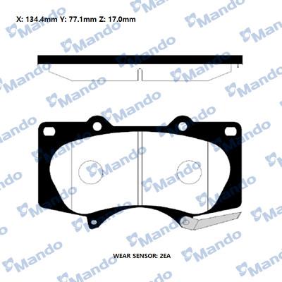 Mando RMPT25 - Brake Pad Set, disc brake autospares.lv