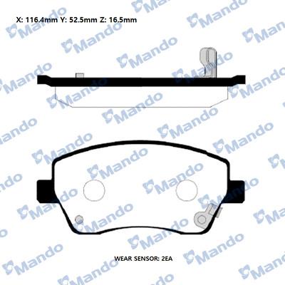 Mando RMPZ08 - Brake Pad Set, disc brake autospares.lv