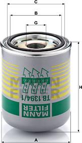 Mann-Filter TB 1394/1 x - Air Dryer Cartridge, compressed-air system autospares.lv