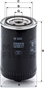 Mann-Filter W 940 (10) - Oil Filter autospares.lv