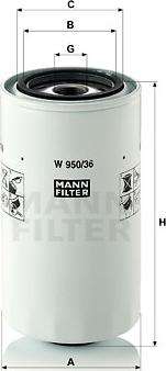 Mann-Filter W 950/36 - Oil Filter autospares.lv