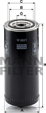 Mann-Filter W 962/1 - Filter, operating hydraulics autospares.lv