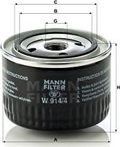 Mann-Filter W 914/4 - Oil Filter autospares.lv