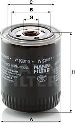 Mann-Filter W 930/15 - Oil Filter autospares.lv