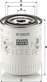 Mann-Filter W 930/20 - Oil Filter autospares.lv