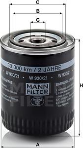 Mann-Filter W 930/21 - Oil Filter autospares.lv