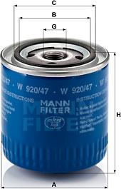 Mann-Filter W 920/47 - Oil Filter autospares.lv
